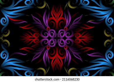 colourful classic gradient flower art pattern of traditional batik ethnic  ornament for wallpaper background ads sticker or clothing