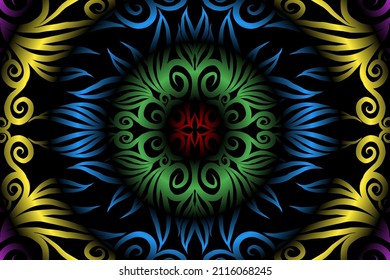 colourful classic gradient flower art pattern of traditional batik ethnic  ornament for wallpaper background ads sticker or clothing