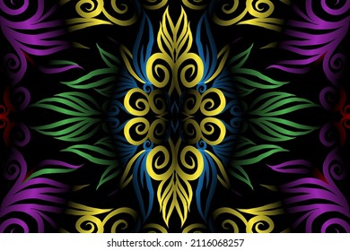 colorido patrón de arte de flor gradiente clásico de adorno étnico batik tradicional para anuncios de fondo de papel de pared pegatina o ropa
