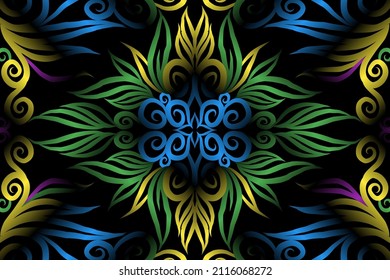 colorido patrón de arte de flor gradiente clásico de adorno étnico batik tradicional para anuncios de fondo de papel de pared pegatina o ropa