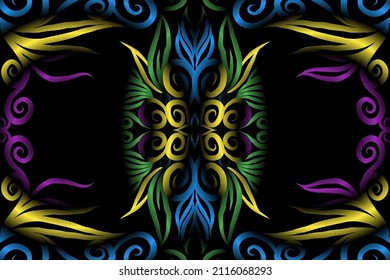 colourful classic gradient flower art pattern of traditional batik ethnic  ornament for wallpaper background ads sticker or clothing