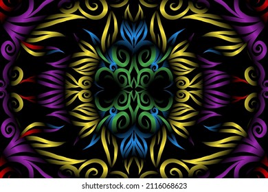 colourful classic gradient flower art pattern of traditional batik ethnic  ornament for wallpaper background ads sticker or clothing