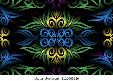 colourful classic gradient flower art pattern of traditional batik ethnic  ornament for wallpaper background ads sticker or clothing
