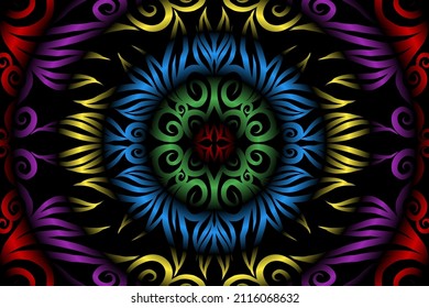 colourful classic gradient flower art pattern of traditional batik ethnic  ornament for wallpaper background ads sticker or clothing