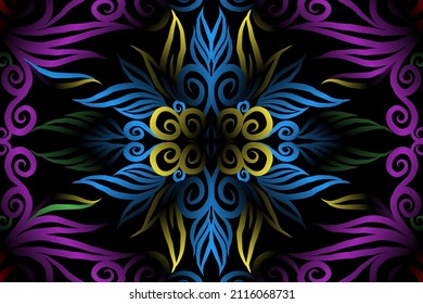 colourful classic gradient flower art pattern of traditional batik ethnic  ornament for wallpaper background ads sticker or clothing