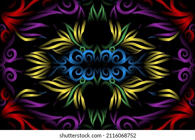 colourful classic gradient flower art pattern of traditional batik ethnic  ornament for wallpaper background ads sticker or clothing