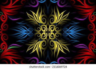 colourful classic gradient flower art pattern of traditional batik ethnic  ornament for wallpaper background ads sticker or clothing