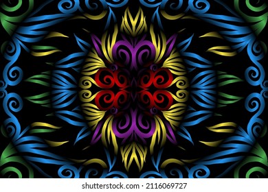 colorido patrón de arte de flor gradiente clásico de adorno étnico batik tradicional para anuncios de fondo de papel de pared pegatina o ropa
