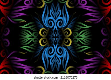colourful classic gradient flower art pattern of traditional batik ethnic  ornament for wallpaper background ads sticker or clothing