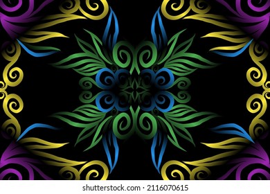 colorido patrón de arte de flor gradiente clásico de adorno étnico batik tradicional para anuncios de fondo de papel de pared pegatina o ropa