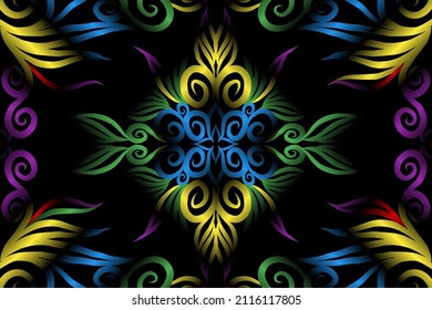 colourful classic gradient flower art pattern of traditional batik ethnic  ornament for wallpaper background ads sticker or clothing
