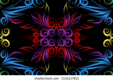 colorido patrón de arte de flor gradiente clásico de adorno étnico batik tradicional para anuncios de fondo de papel de pared pegatina o ropa
