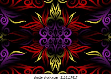 colourful classic gradient flower art pattern of traditional batik ethnic  ornament for wallpaper background ads sticker or clothing

