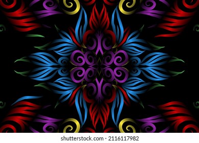 colourful classic gradient flower art pattern of traditional batik ethnic  ornament for wallpaper background ads sticker or clothing
