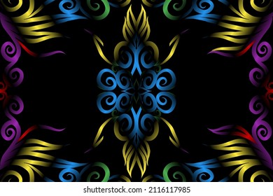 colourful classic gradient flower art pattern of traditional batik ethnic  ornament for wallpaper background ads sticker or clothing
