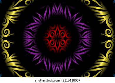 colourful classic gradient flower art pattern of traditional batik ethnic  ornament for wallpaper background ads sticker or clothing
