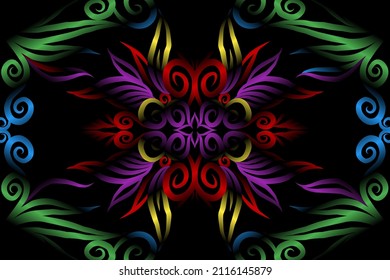 colourful classic gradient flower art pattern of traditional batik ethnic  ornament for wallpaper background ads sticker or clothing