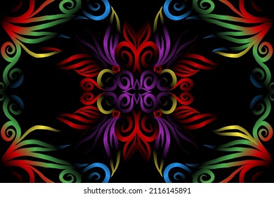 colourful classic gradient flower art pattern of traditional batik ethnic  ornament for wallpaper background ads sticker or clothing