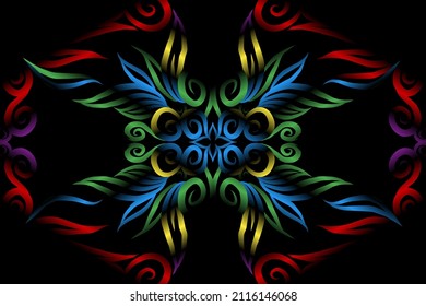 colourful classic gradient flower art pattern of traditional batik ethnic  ornament for wallpaper background ads sticker or clothing