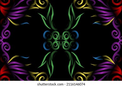 colourful classic gradient flower art pattern of traditional batik ethnic  ornament for wallpaper background ads sticker or clothing