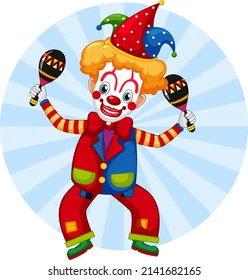 Colourful clown cartoon character illustration