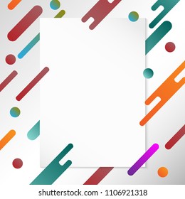 Colourful cool background with paper card space,Modern Trendy neon line design.
