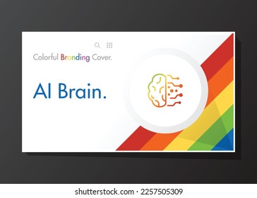 colourful corporate background with AI brain, cpu, men, women, speech, hand money, gears, dna, battery, voice search, contacts, lock. creative bar lines pattern.