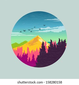 Colourful Countryside Vector - Vector illustration.