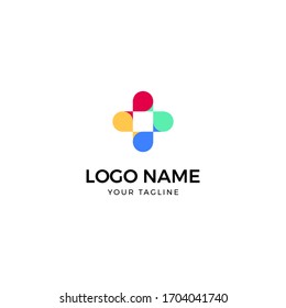 colourful cross medical logo design 