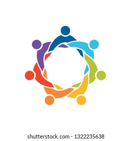 Colourful Crowd People Teamwork People Connection Relathionship Community Logo Design Template