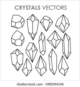 Colourful crystal and gem stone vector. Set of vibrant color isolated elements geometry polygon rocks jewel.
