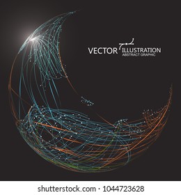 Colourful curve composed of a sphere, Abstract graphic design.