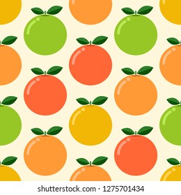 colourful cute kiddy oranges fruit seamless pattern for background, wallpaper, banner, label, texture, cover, card etc. vector design.