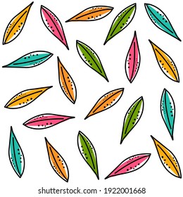 colourful cute leaves seamless vector pattern background illustration