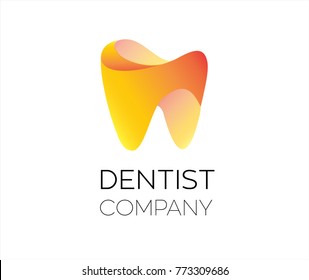 Colourful dentist logo depicting a tooth in vector graphics