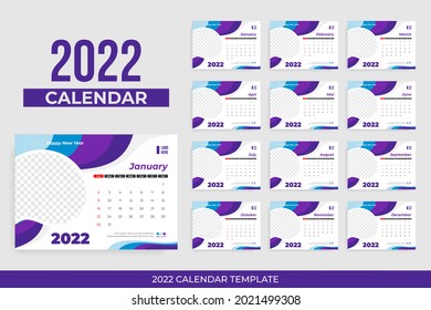 colourful desk calendar 2022 template