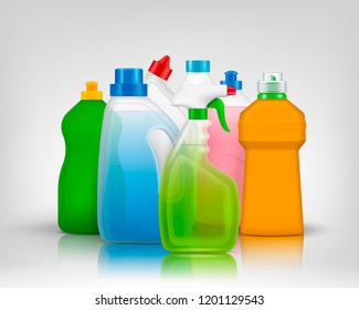 Colourful Detergent Bottles Composition