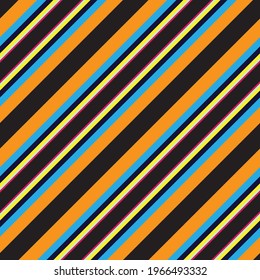 Colourful diagonal striped seamless pattern background suitable for fashion textiles, graphics