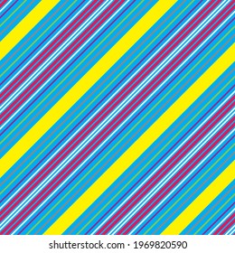 Colourful diagonal striped seamless pattern background suitable for fashion textiles, graphics