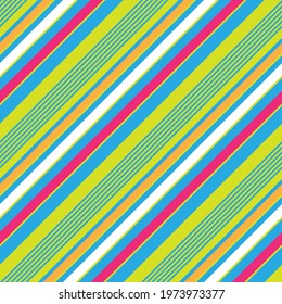 Colourful diagonal striped seamless pattern background suitable for fashion textiles, graphics