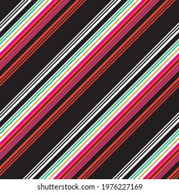 Colourful diagonal striped seamless pattern background suitable for fashion textiles, graphics