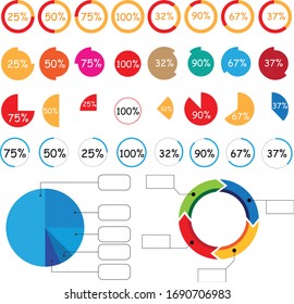 Iconos de gráficos y diagramas coloridos. Conjunto de vectores de elementos de gráficos abstractos. Estadísticas de datos, infografías, herramientas de análisis. Ilustración empresarial.