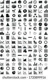 Colourful diagram and chart icons. Vector set of abstract graph elements. Data statistics, infographics, analysis tools. Business illustration.