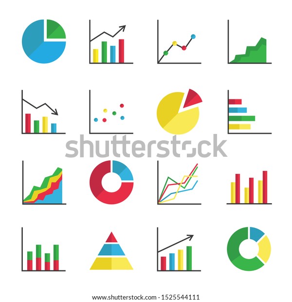 Colourful Diagram Chart Icons Vector Set Stock Vector (Royalty Free ...