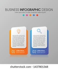 Colourful diagram infograph with 2 steps. Vector