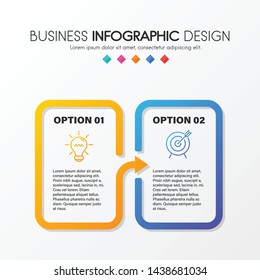 Colourful diagram infograph with 2 steps. Vector