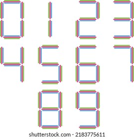 Colourful digital numbers vector format. 