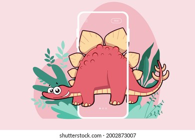 Colourful dinosaur. Vector illustration in flat style. Mobile