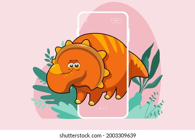 Colourful dinosaur. Vector illustration in flat style. Mobile