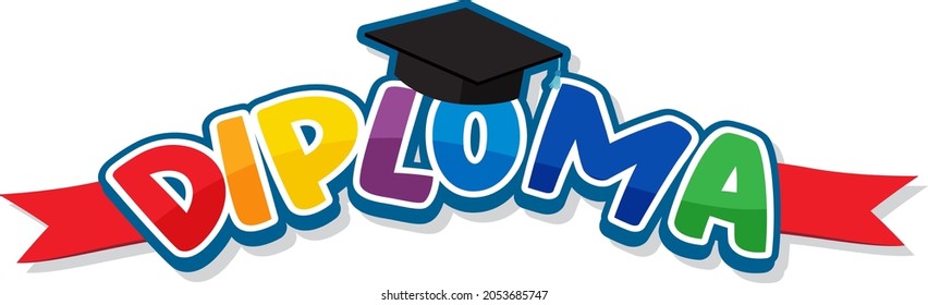 Colourful diploma font cartoon text illustration